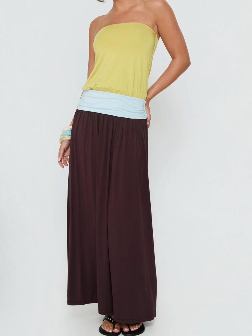 Princess Polly color block strapless dress